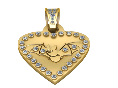 Bat heart pendant 3D प्रिंट मॉडल