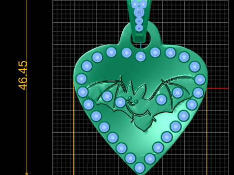 Bat heart pendant 3D प्रिंट मॉडल