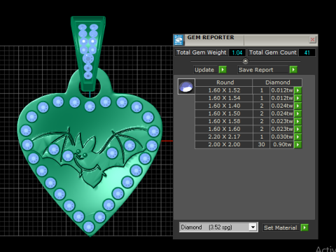 Bat heart pendant 3D प्रिंट मॉडल