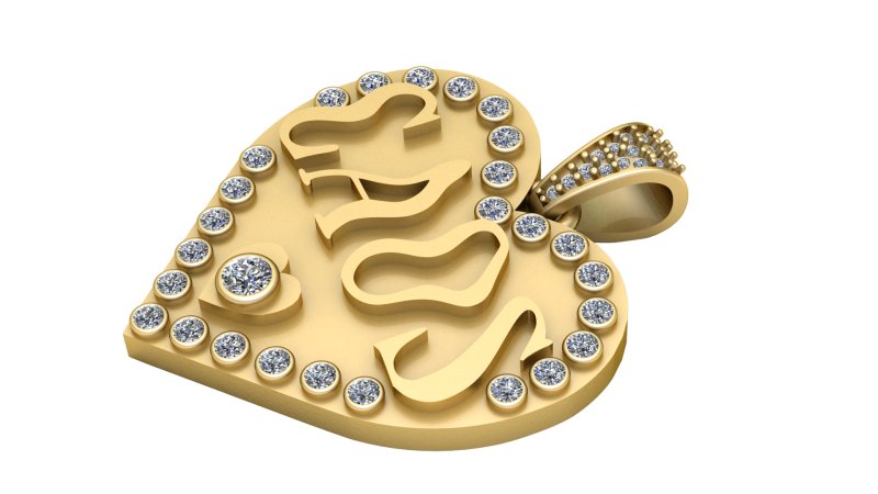 Mom gold pendant 3D printmodel .c4d .max .obj .3ds .fbx .stl .blend