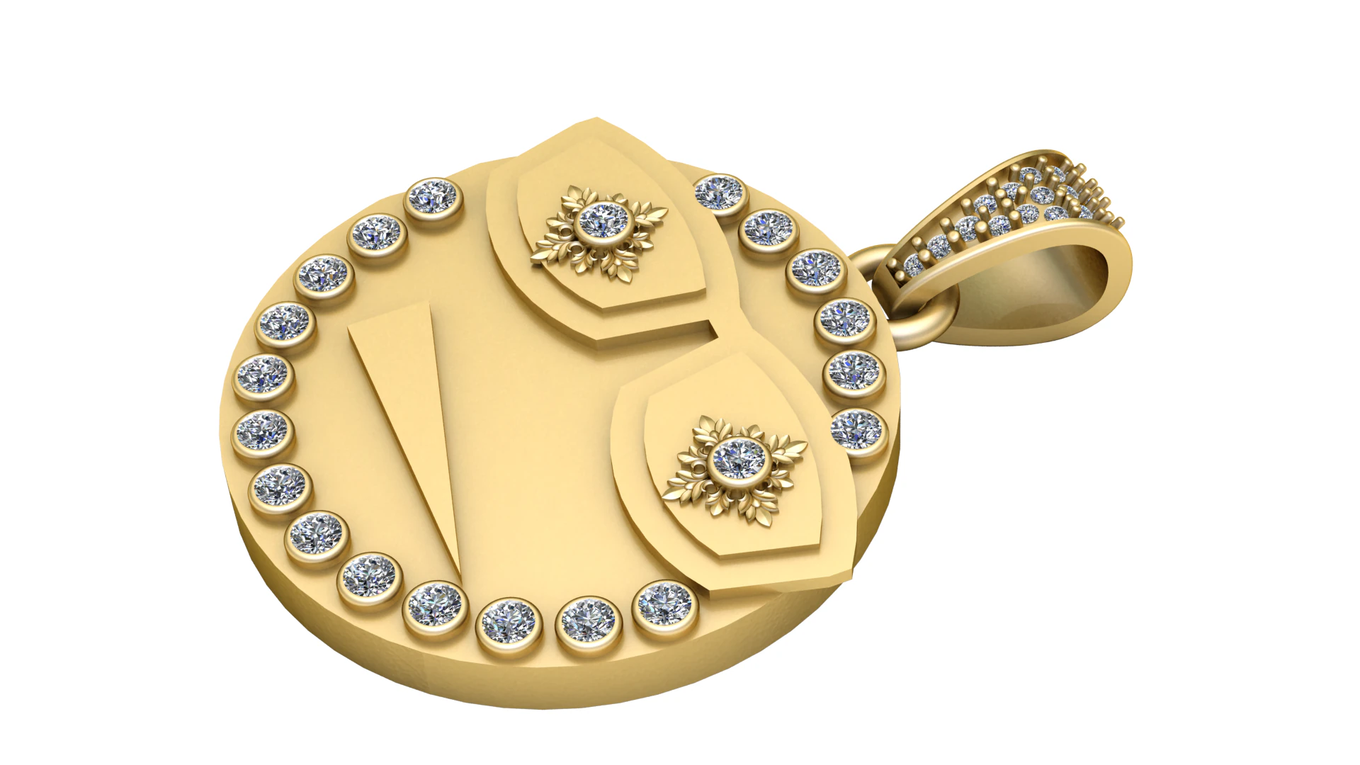 Gold crest pendant 3D Print Model .c4d .max .obj .3ds .fbx .stl .blend 