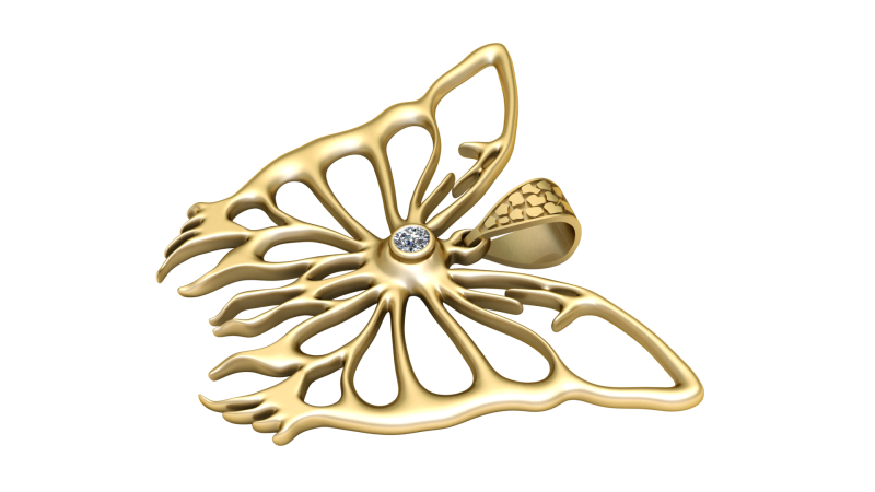 Butterfly gold pendant 3Dプリントモデル .c4d .max .obj .3ds .fbx .stl .blend