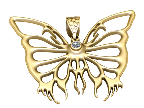 Butterfly gold pendant 3D Print Model