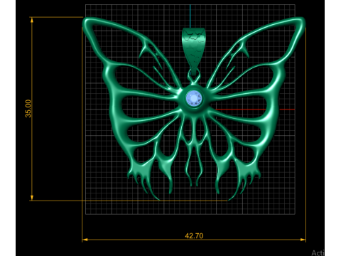 Butterfly gold pendant 3Dプリントモデル