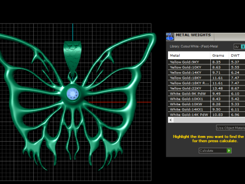 Butterfly gold pendant 3Dプリントモデル
