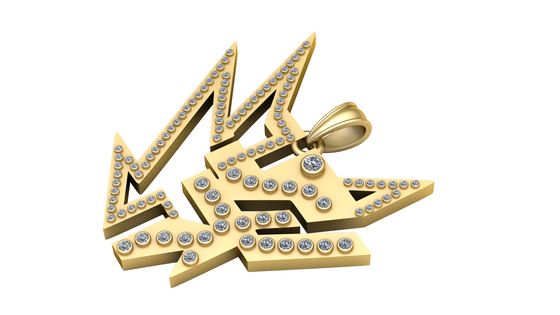 Trident gold pendant 3D Print Model .c4d .max .obj .3ds .fbx .stl .blend 