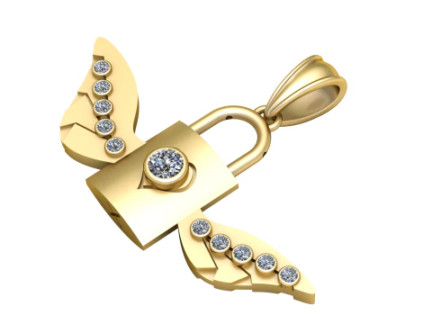 翼锁吊坠 3D 打印模型