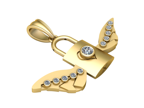 Winged lock pendant 3Dプリントモデル