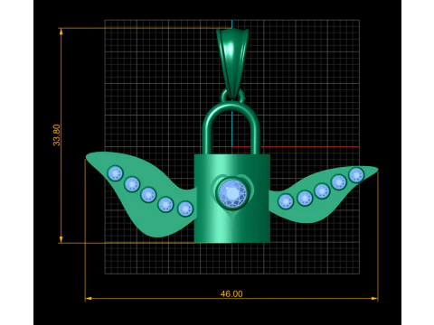 날개 달린 자물쇠 펜던트 3D 프린트 모델