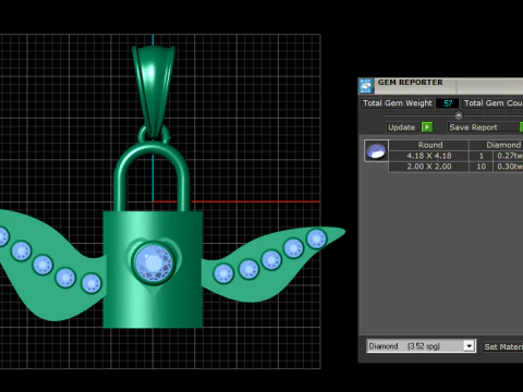 날개 달린 자물쇠 펜던트 3D 프린트 모델