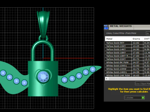날개 달린 자물쇠 펜던트 3D 프린트 모델