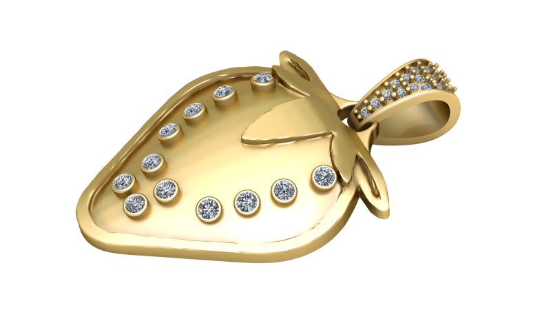 Strawberry gold pendant Modelo de Impressão 3D .c4d .max .obj .3ds .fbx .stl .blend