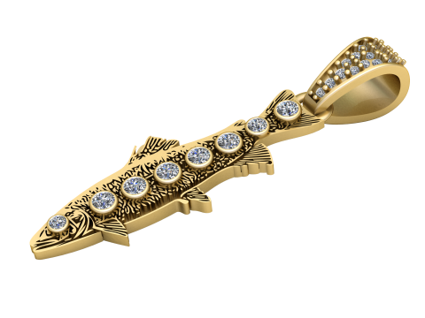 Fish gold pendant Modello di stampa 3D