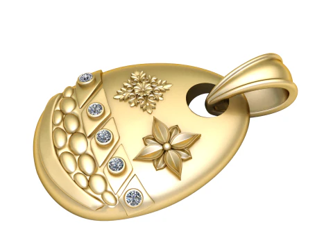 Pendentif fleuri en or Modèles 3D en vedette