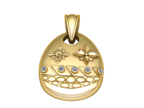 Floral gold pendant 3D Print Model
