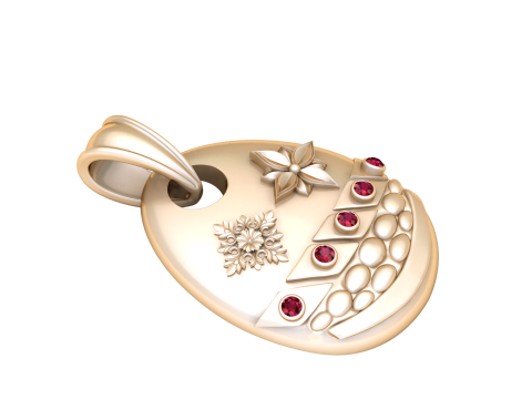 Floral gold pendant 3D Print Model