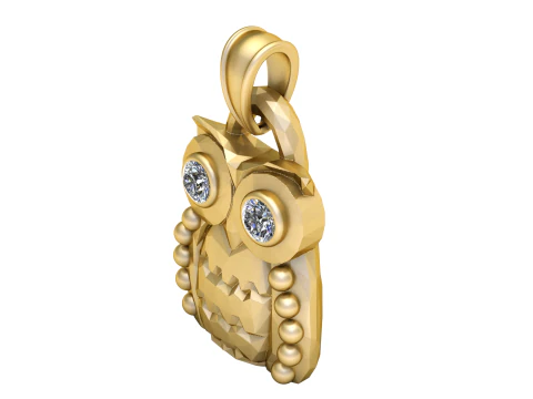 Pingente de coruja de ouro Modelo de Impressão 3D