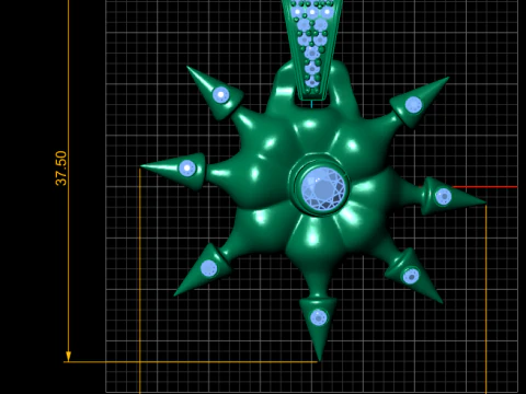 Spiked gold pendant 3D Print Model