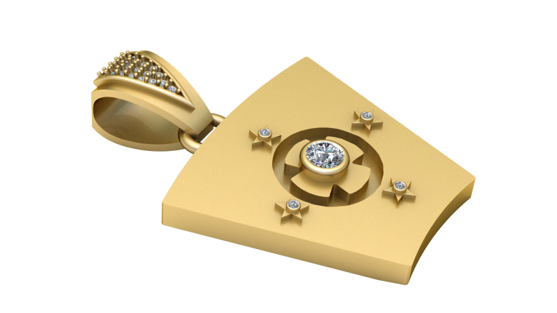 Triangle gold pendant 3D printmodel .c4d .max .obj .3ds .fbx .stl .blend
