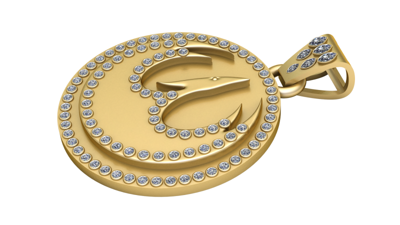 Gold Khanda Pendant Modelo de impresión 3D .c4d .max .obj .3ds .fbx .stl .blend 