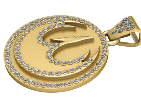 Gold Khanda Pendant 3D Print Model