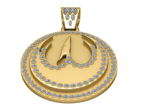 Gold Khanda Pendant 3D Print Model