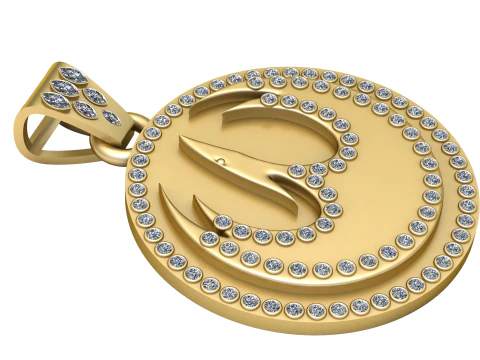 Gold Khanda Pendant 3D Print Model