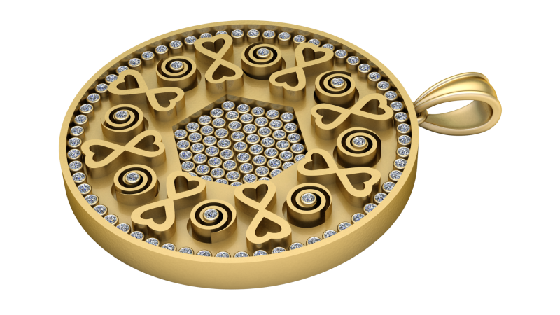 Ciondolo geometrico in oro con diamanti Modello di stampa 3D .c4d .max .obj .3ds .fbx .stl .blend 