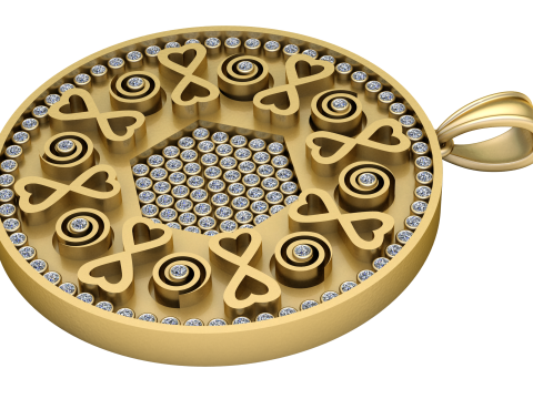 Geometric Diamond Gold Pendant 3D Print Model