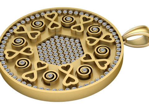 Pingente Geom&eacute;trico Diamante Ouro Modelo de Impressão 3D