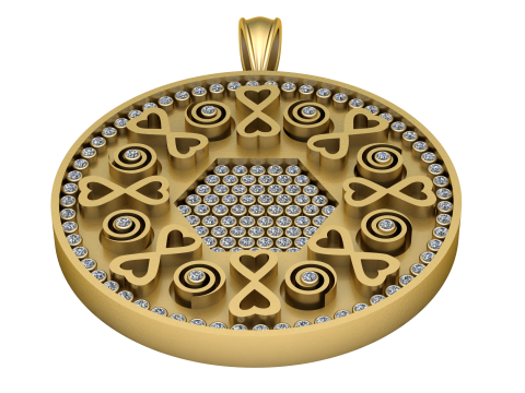 Ciondolo geometrico in oro con diamanti Modello di stampa 3D