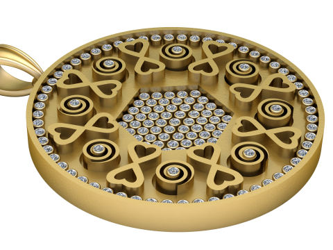 Ciondolo geometrico in oro con diamanti Modello di stampa 3D