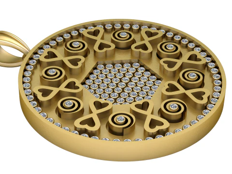 Geometric Diamond Gold Pendant 3D Print Model