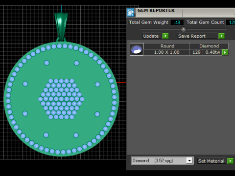Ciondolo geometrico in oro con diamanti Modello di stampa 3D