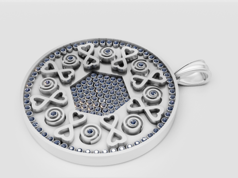 Ciondolo geometrico in oro con diamanti Modello di stampa 3D