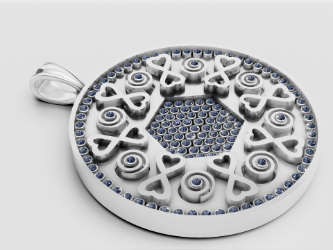 Ciondolo geometrico in oro con diamanti Modello di stampa 3D