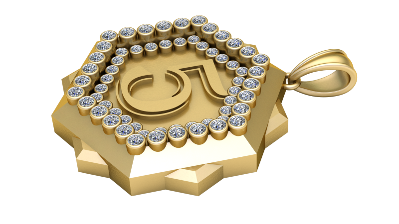 Shield Gold Pendant Modello di stampa 3D .c4d .max .obj .3ds .fbx .stl .blend