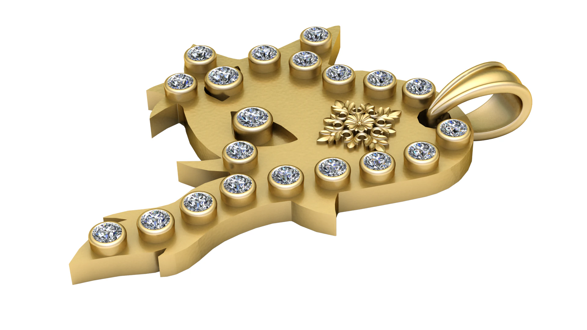 Leaf Shape Gold Pendant 3D Print Model .c4d .max .obj .3ds .fbx .stl .blend 