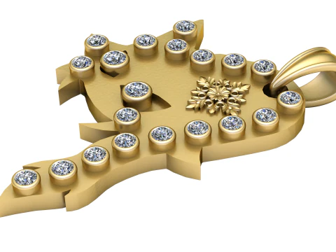 Золотий кулон у формі листя 3D Принт Модель