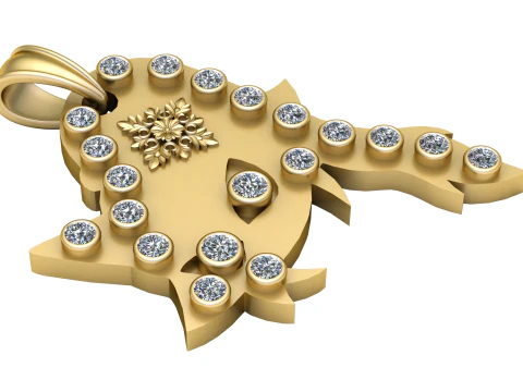 Leaf Shape Gold Pendant 3D Print Model