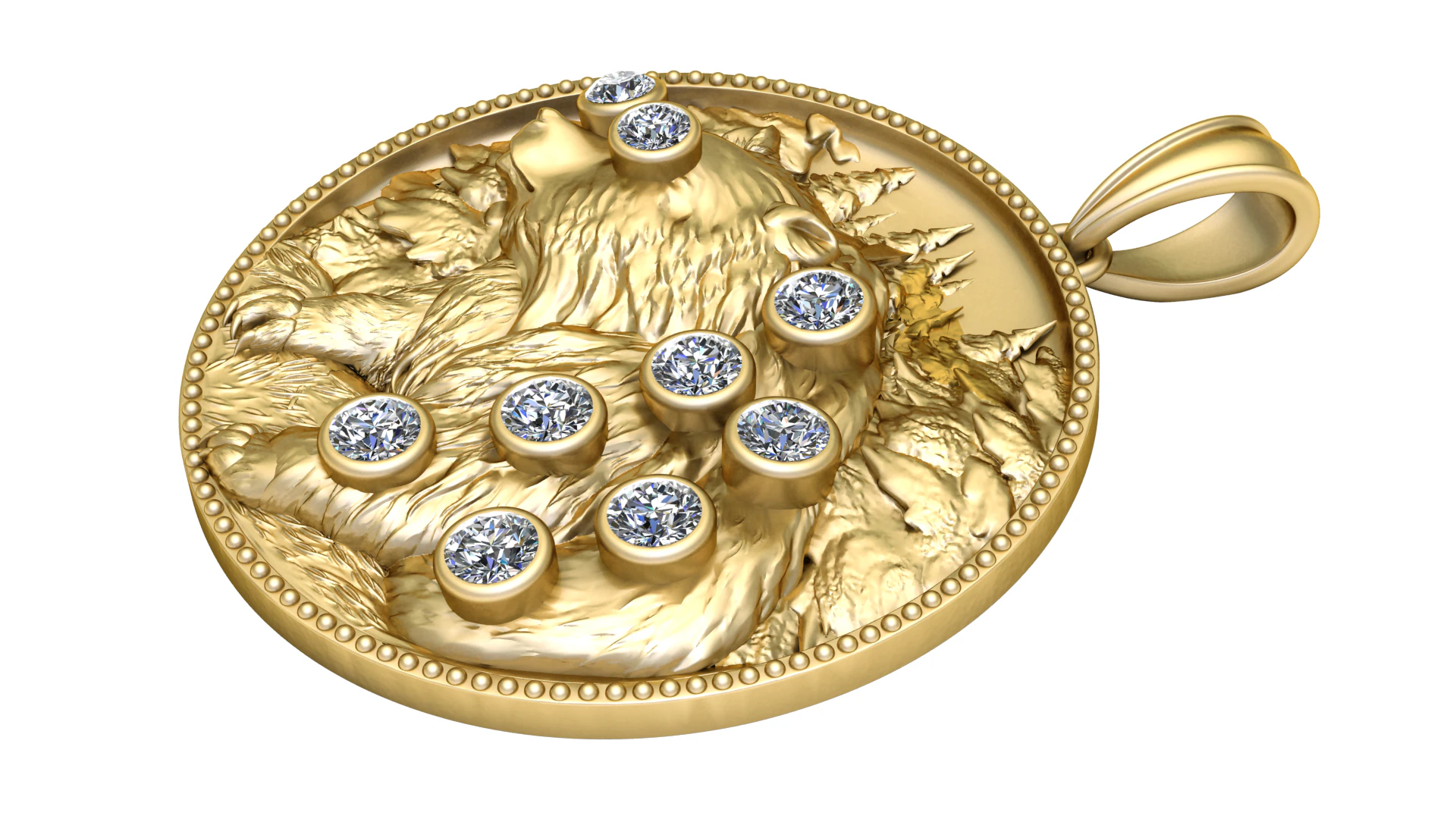 Wolf Gold Pendant 3D Print Model .c4d .max .obj .3ds .fbx .stl .blend 