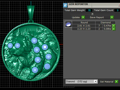 Wolf Gold Pendant 3D Print Model