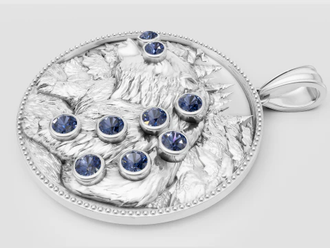 Wolf Gold Pendant 3D Print Model