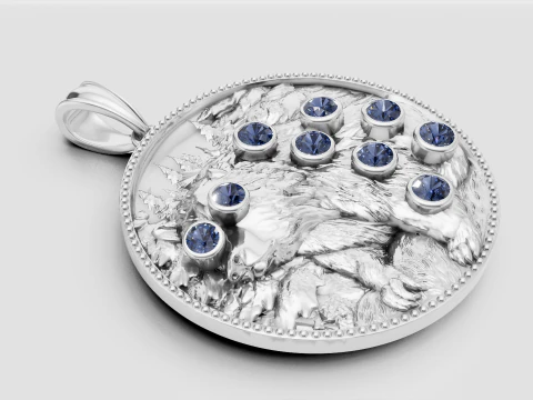 Wolf Gold Pendant 3D Print Model