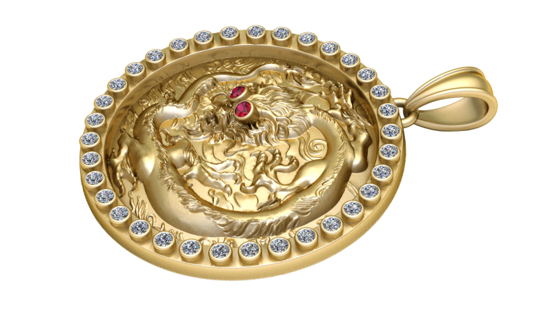 Кулон дракон 3D Принт Модель .c4d .max .obj .3ds .fbx .stl .blend 