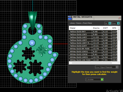 Gold Pendant Model Cetak 3D