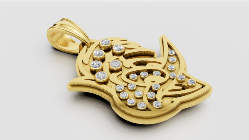 Gold Pendant 3D Druckmodell .c4d .max .obj .3ds .fbx .stl .blend