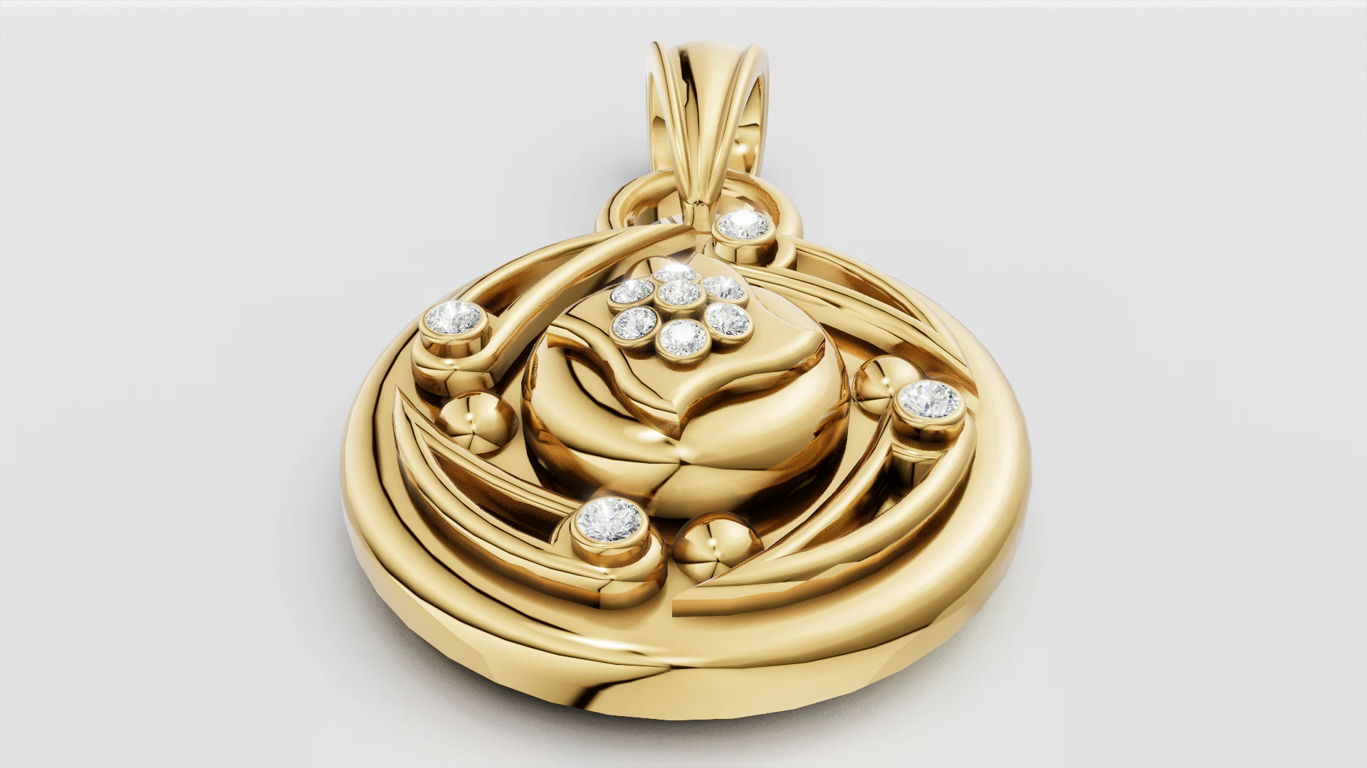 Gold Pendant design 3D Print Model .c4d .max .obj .3ds .fbx .stl .blend 