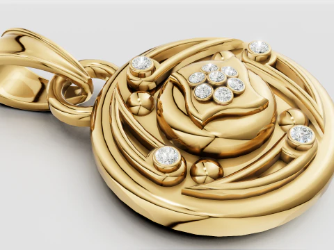 Gold Pendant design 3D Print Model