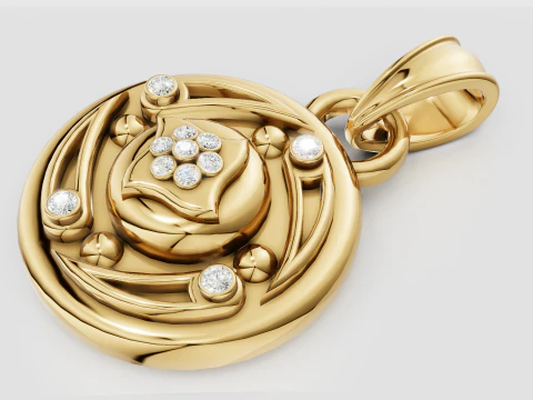 Gold Pendant design 3D Print Model